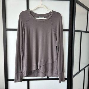 [M] Athleta Women’s Dark Grey Activewear Asymmetrical Crewneck Long Sleeve Shirt